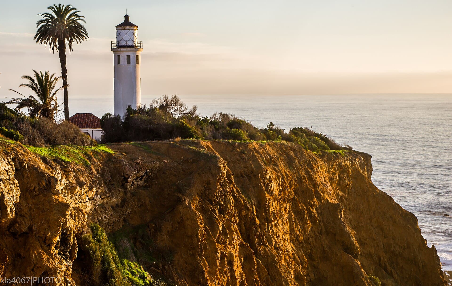 Point Vicente Lighthouse above the bluffs in Rancho Palos Verdes