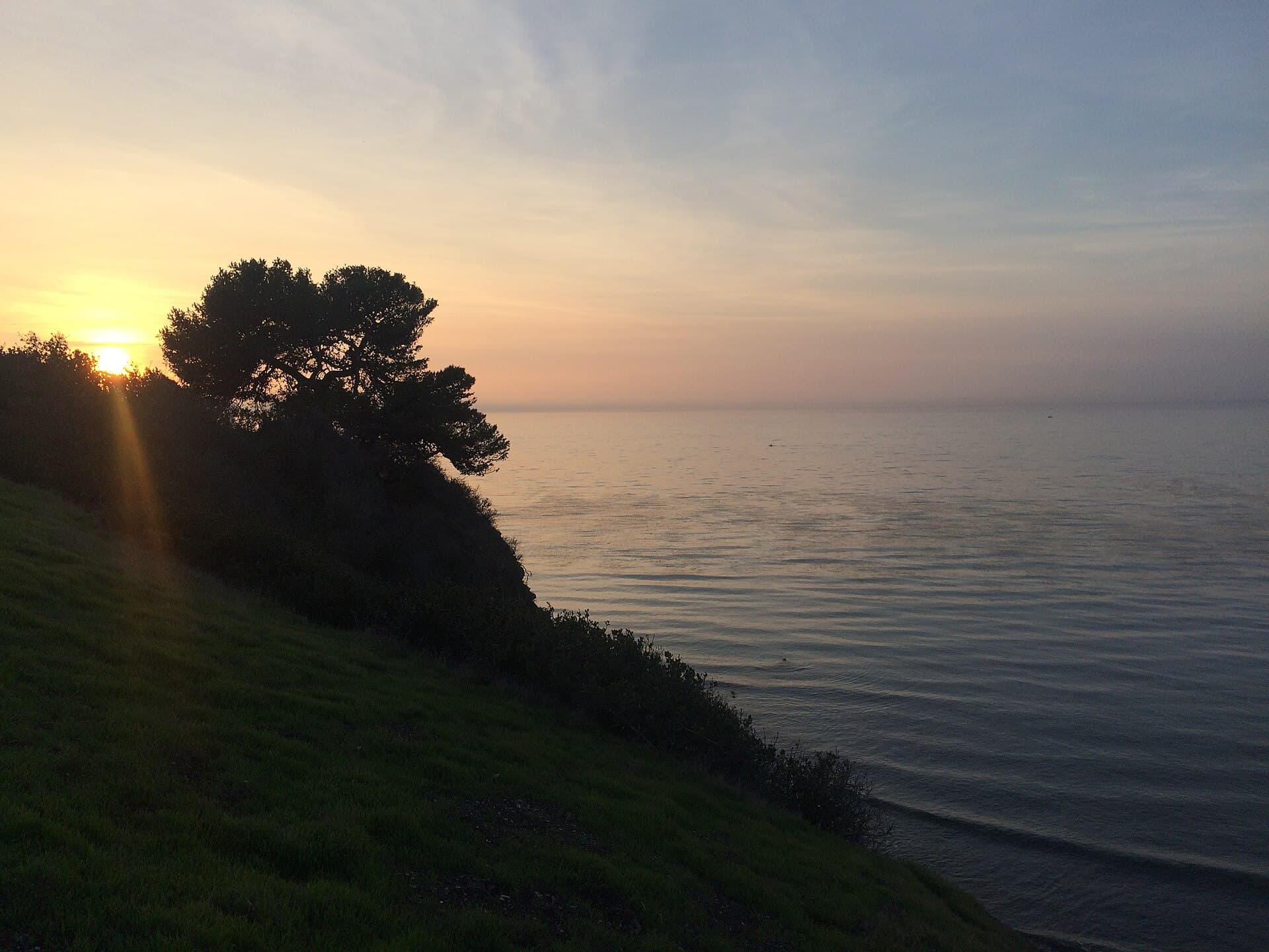 Golden-hour view over Santa Monica Bay from the Palos Verdes slope