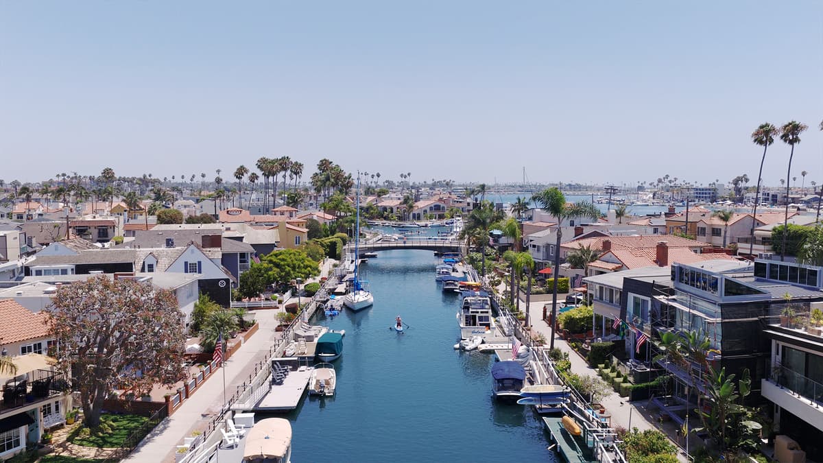 Naples Island and the Alamitos Bay canals in Long Beach from the air